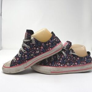Converse All Star Floral Print Low Top Sneakers Shoes Girls Size 4 Flowers